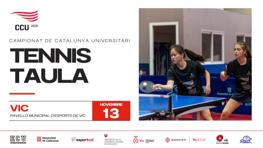 Vic acollirà el Campionat de Catalunya Universitari de Tennis Taula 